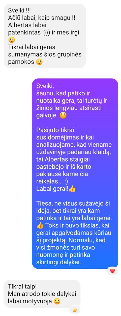 Linos pranešimas po grupinės pamokos